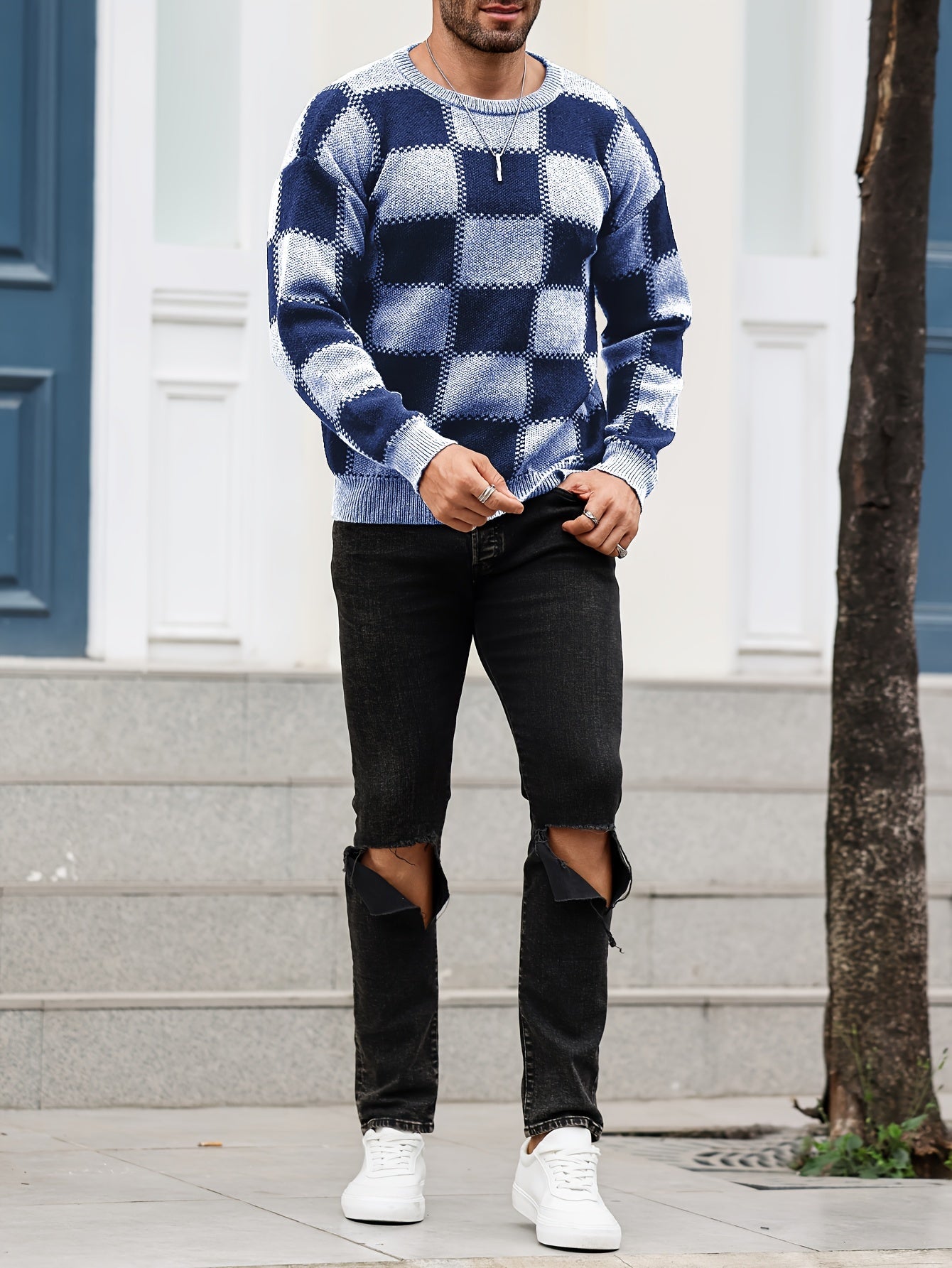 Logan – Casual Plaid Textured Pullover